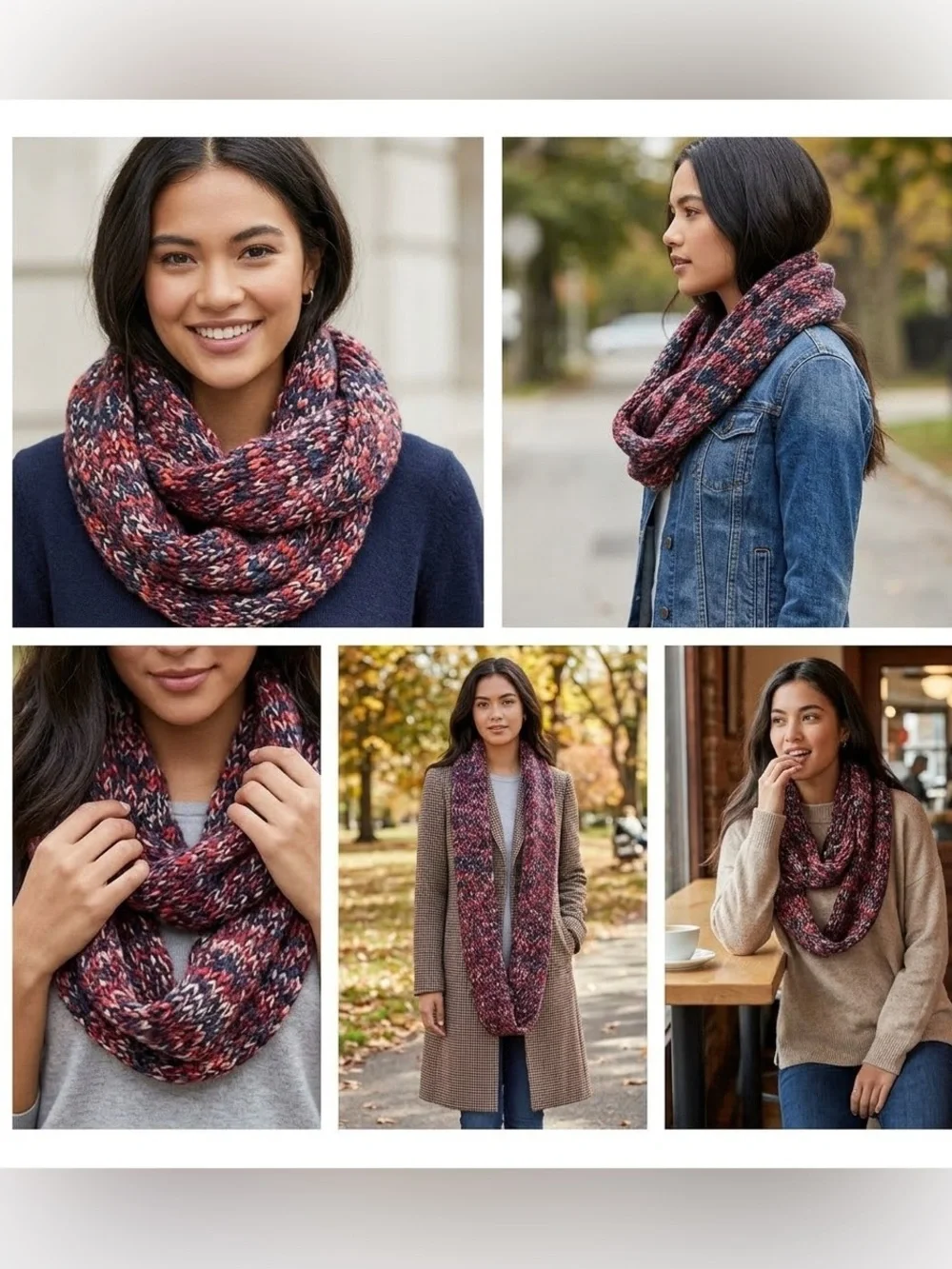 Coldwater Creek Chunky Marled Infinity Scarf | Multicolor Knit Loop Scarf